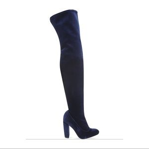 Kurt Geiger Wolf Blue Velvet Over the Knee Boots Size 8